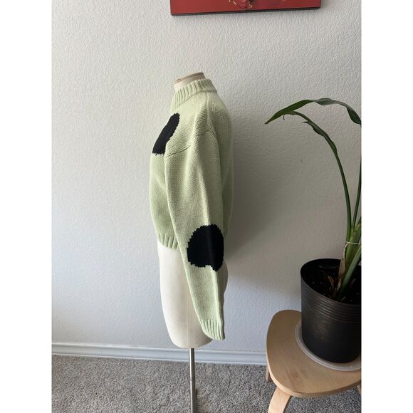 Tibi Polka Dot Intarsia Sweater Cropped Pullover Sweaters - Picture 4 of 6